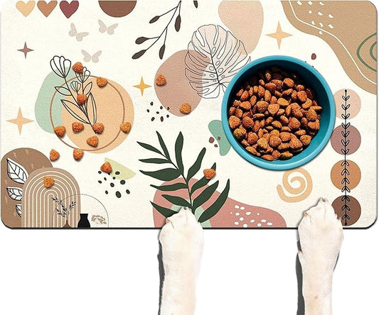 Pet Feeding Mat for Floors Waterproof Dog Mat for Food and Water Absorbent Quick Dry Non Slip mat for Cat Bowls