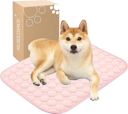 MICROCOSMOS Summer Cooling Mat & Sleeping Pad- Water Absorption Top, Materials Safe, Easy Carry, EZ Clean. Keep Cooling for Pets, Kids and Adults.(Pink, 24" x18")
