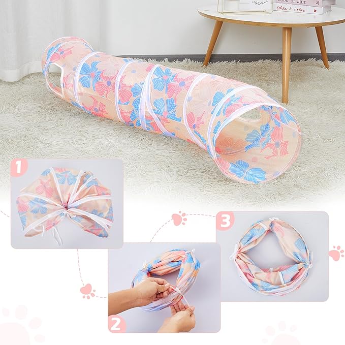 Glittme Cat Tunnel, Cat Tunnels for Indoor Cats, S-Shape Cats Cave with Cat Toys, Foldable Cat Tubes and Tunnels for Cats, Rabbit, Puppy, Guinea Pig