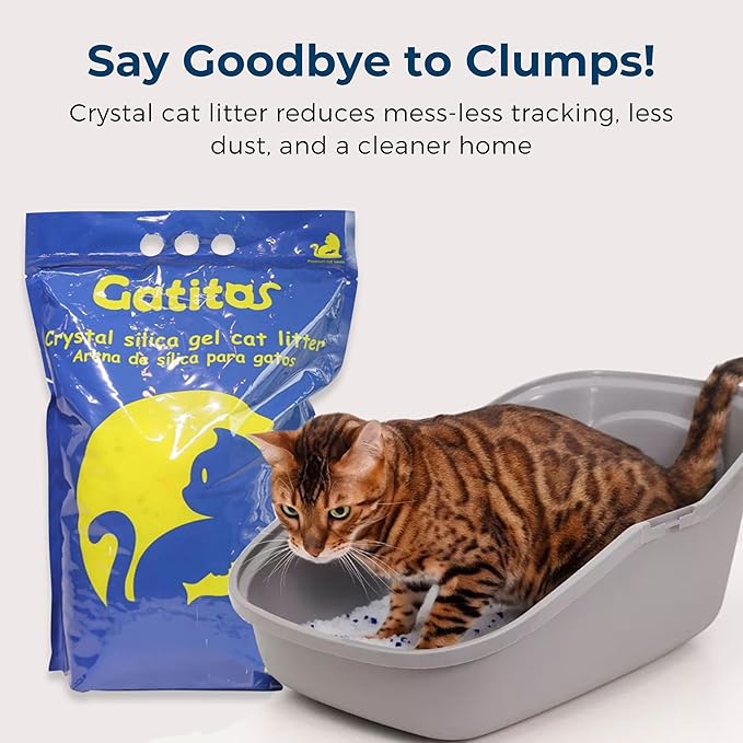 Gatitos Cat Litter Crystals Non Clumping Unscented Silica Gel Cat Litter Lightweight Ultra Absorbment Superior Odor Control Dust Free Low Tracking for Less Mess 4.6LB/Pack*2