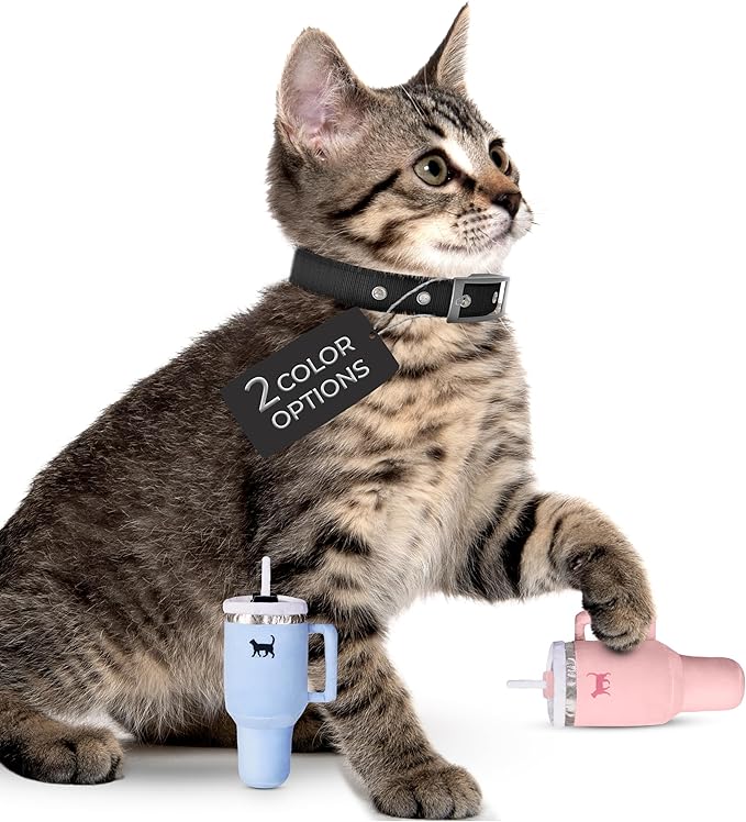 Kitty Cup Tumbler Cat Toy – Funny Cat Birthday Gifts with Catnip & Crinkle Paper, Cute Girl Kitten Toys (Pink Peach Dust)