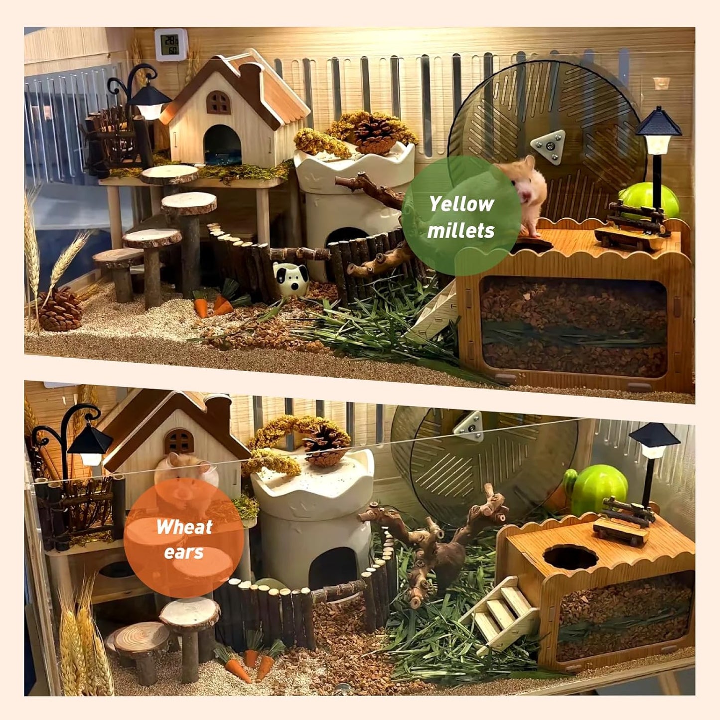 ZIPPYPET Hamster Sprays and Forage Accessories for Cages, Pet Mouse Decor Textures (7)