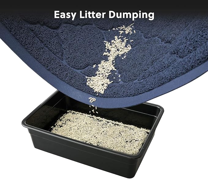 WePet Cat Litter Box Mat, Kitty Premium PVC Pad, Durable Trapping Rug, Phthalate Free, Urine-Resistant, Scatter Control, L 35 x 23 Inch, Blue