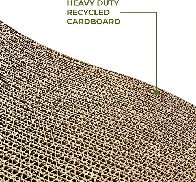 Best Pet Supplies Cat Scratcher, Wave Shaped Reversible Cardboard, Claw Safe, Durable, Natural Recycled Materials, Supports Active Play, Pack of 2