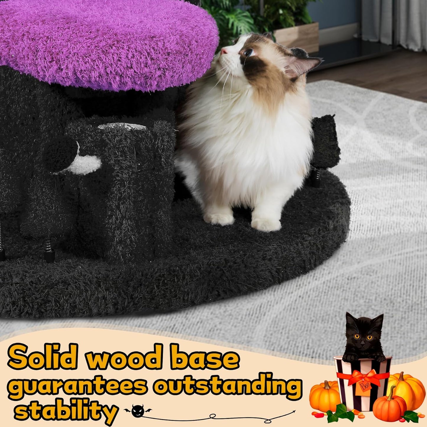 Luxury Cat Tree Tower for Indoor Cats,88.6" Tall Cat Tree,Multi-Level Furniture Activity Center with Scratching Posts Stand House Condo Funny Toys Kittens Pet Play House, Purple