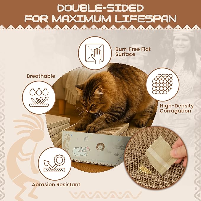 5 PCS Cat Scratching Boards | Reversible Cardboard Cat Scratcher with Catnip | Corrugated Cardboard cat Scratcher | Indoor Cat Scratch Pad | Durable Cat Scratcher Box | 16.34" L x 11.42" W x 5.51" H