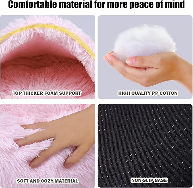 Cat Beds for Indoor Cats,Cat Cave for Puppy and Kitty,Calming Small Dog Bed for Small Dogs with Cover Cave,Cozy Warming Fluffy Washable Anti-Slip Pet Sleeping Bag(20 * 20inch,Light Pink)