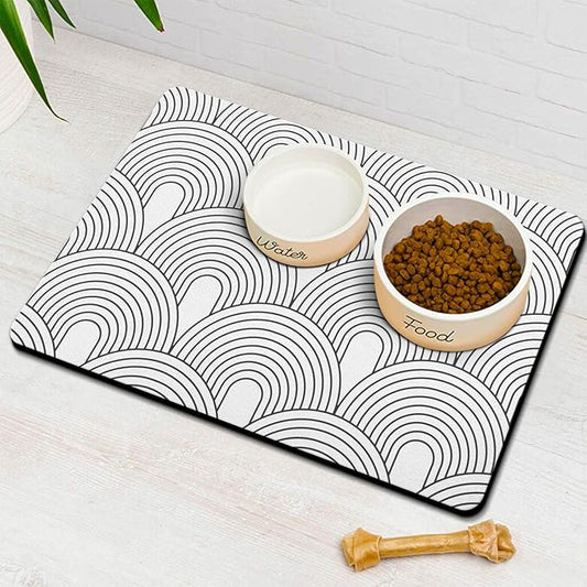 Dog Food Mats for Floors Absorbent, Pet Cat Food Mat - Quick Dry Dog Bowl Mats for Food and Water, Eco-Friendly Boho Pet Supplies