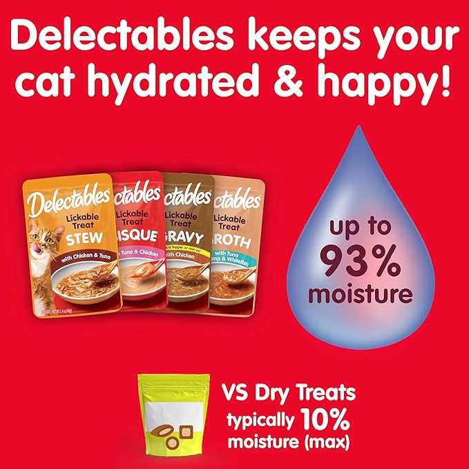 Hartz Delectables Bisque Lickable Wet Cat Treats for Senior Cats, Senior Variety 12 Countt