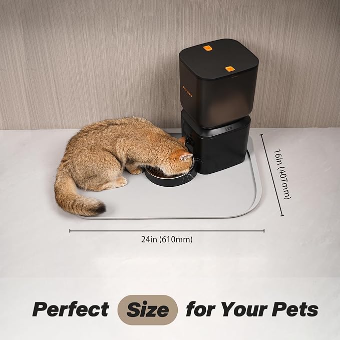 Dog & Cat Mat for Food and Water - Nityers Dog Food Mat for Floors Waterproof with Pocket, High Raised Edges, Thicker BPA Free Silicone, Pet Feeding mat for Bowl, Automatic pet Feeder, Water Fountain