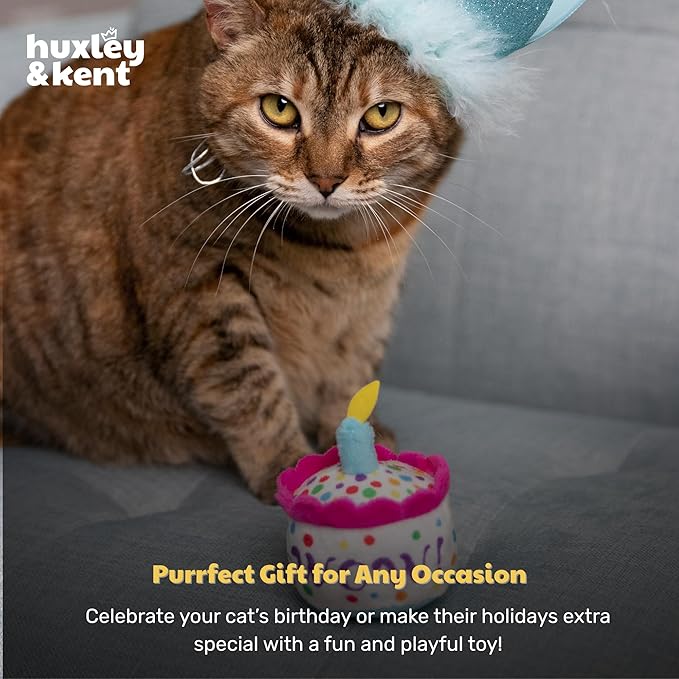 Huxley & Kent Plush Cat Toy - Interactive Catnip Toy for Cats & Kittens - Soft with Crinkle & Catnip - Fun Indoor Play - Mewow Cake