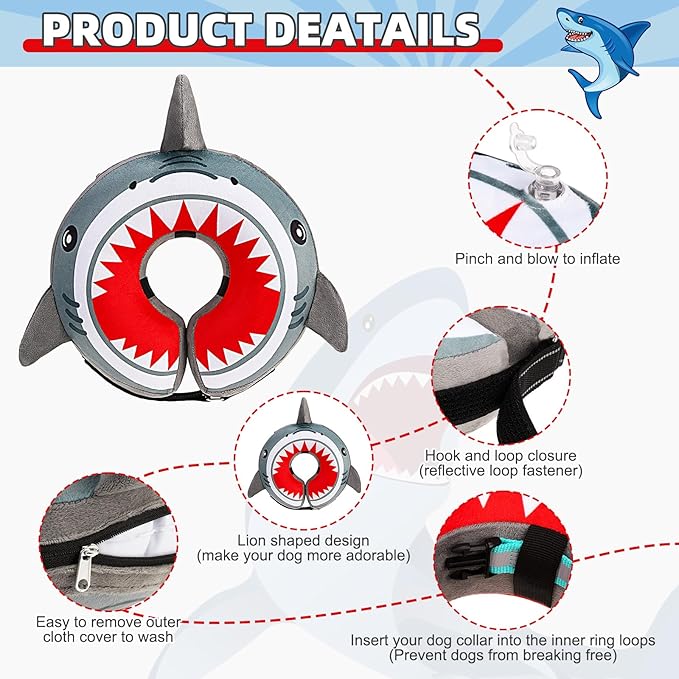 KOOLTAIL Dog Cone Collar Alternative After Surgery, Soft Inflatable Dog Neck Cone for Medium Large Dogs, Adjustable Pet Donut Recovery E Collar with Enhanced Anti-Licking Does Not Impede Vision M