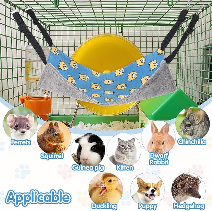 5 Pcs Cat Hammock for Cage Hanging, Breathable Cat Hammock Bed with Adjustable Straps, Soft Double-Sided Pet Hammocks for Cats, Indoor & Outdoor Catio Accessories