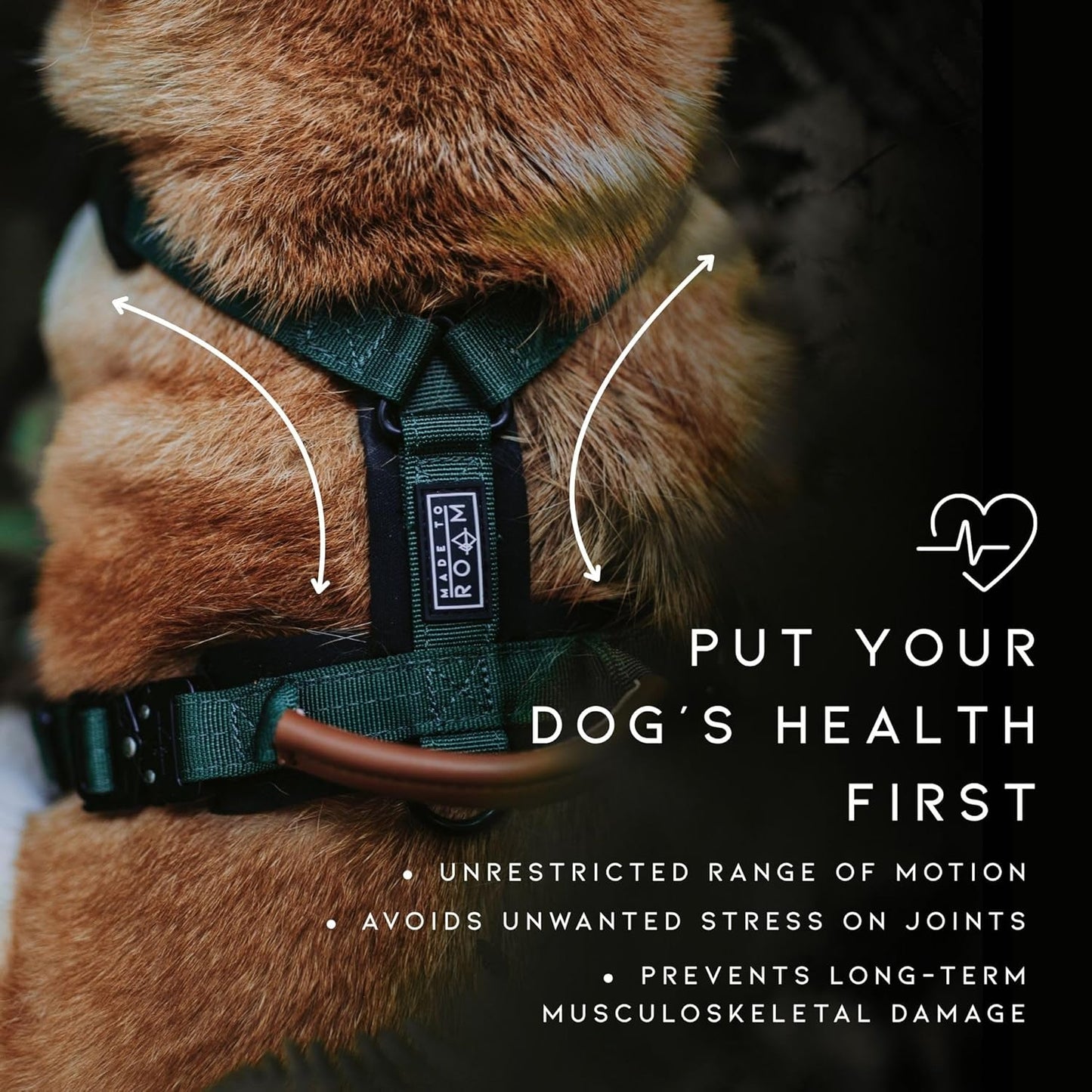 MADE TO ROAM Premium Explorer Harness - Y-Shaped Dog Harness with Adjustable Durable Nylon, Soft Padding, Metal Buckles and Leather Handle for Small, Medium, Large Dogs (Alaska Daybreak, Size 7)