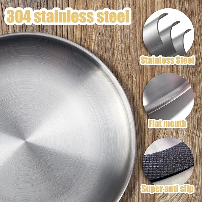 4 Pcs 304 Stainless Steel Cat Bowls - 6.7 Inch Metal Wide Shallow Bowls, Whisker Friendly, Indoor Cats & Kittens