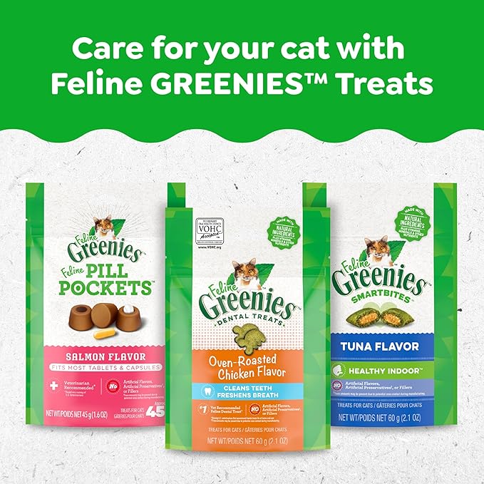 Greenies Feline Dental Cat Treats, Tempting Tuna Flavor, 21 oz. Tub