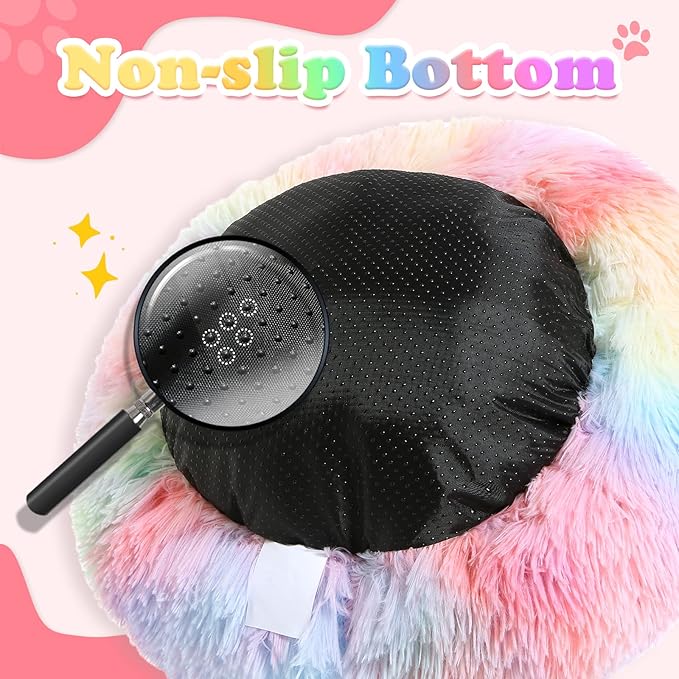 JOLLYVOGUE Dog & Cat Bed, Calming Anti-Anxiety Pet Bed for Small Dogs, Fluffy Donut Cushion for Small and Medium Pets (20")