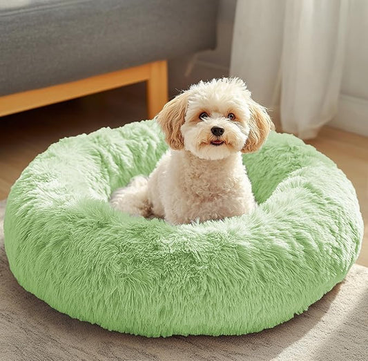 JOLLYVOGUE Dog & Cat Bed, Calming Anti-Anxiety Pet Bed for Small Dogs, Fluffy Donut Cushion for Small and Medium Pets (23")