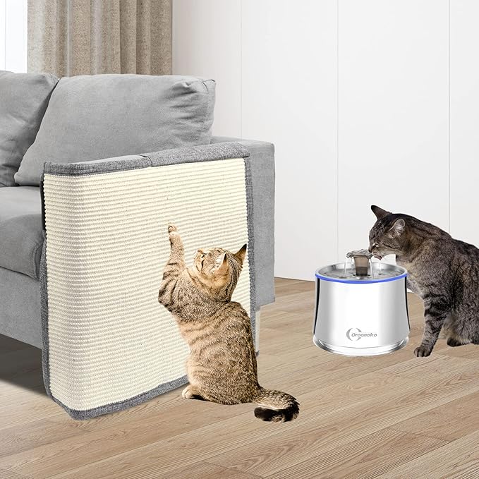 Cat Scratch Couch Protector with Natural Sisal for Protecting Couch Sofa Chair Furniture19.7’’W*23.6’’W(Light Grey/Left Hand)