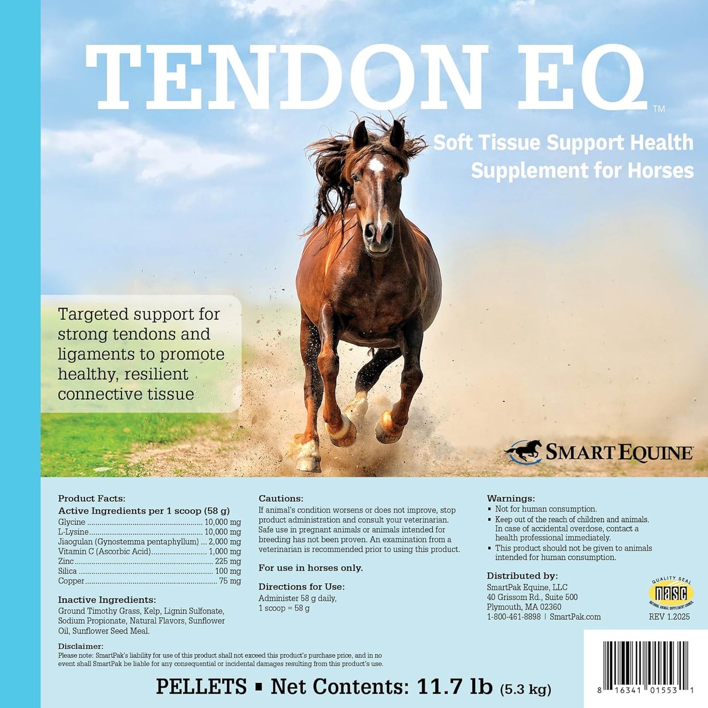 Uckele by SmartEquine Tendon EQ Pellets | Horse Muscle and Ligament Supplement for Horses | Encourages Resilient Tendons | Includes Glycine, Copper, Zinc, and More | 11.7 lb Bag