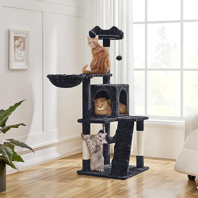 Yaheetech 54in Cat Tree Cat Tower as Activity Center, Indoor Cats and Kittens Playing House with Funny Hammock Basket Scratching Post