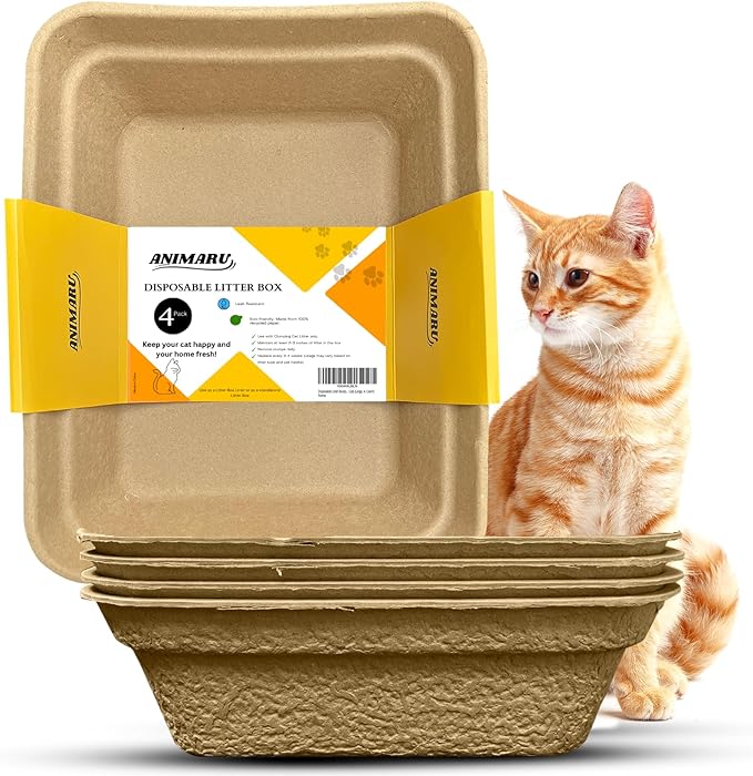 Disposable Litter Boxes (Brown, Large 4-Pack)