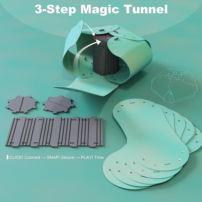 Spring Blossoms Cat Tunnel, Cat Cave for Indoor Cats Bed,Scratch Resistant Cat Toys for Medium Large Cats Hide and Seek Toy (Sky Cyan)