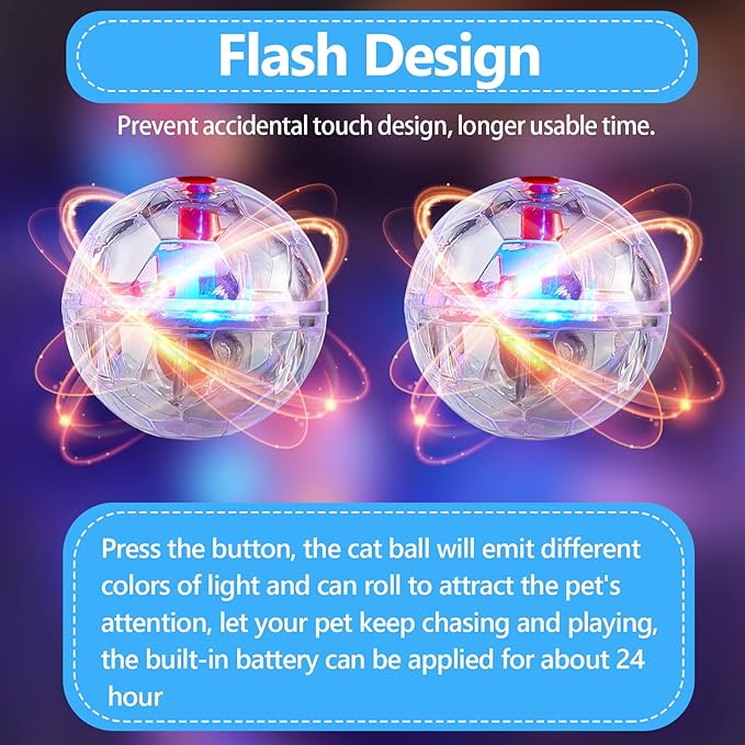 Sratte 6 Pieces Ghost Hunting Cat Ball Activated Cat Toy Motion LED Light Pet Balls Motion Dog Interactive Toys Pet Glowing Mini Running Exercise Supplies for Animals Activity(Clear)