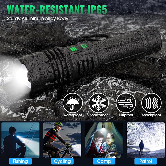 AdamStar UV&High Lumens Flashlight Rechargeable, 2-in-1 Powerful Blacklight LED Flashlight Tactical 6 Modes Super Bright Waterproof Zoomable Detector for Pet Urine Curing Resin Camping Emergencies