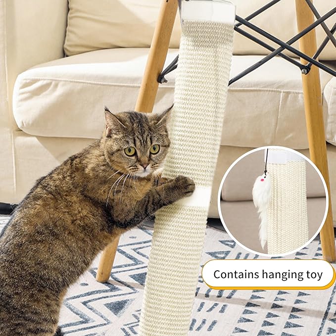 JanYoo 2 Pieces Cat Scratcher Mat for Table Leg Sisal Cat Scratching Pad Scratch Mat for Cat Scratch Pad Rug 19.69 × 9.84 in(White)