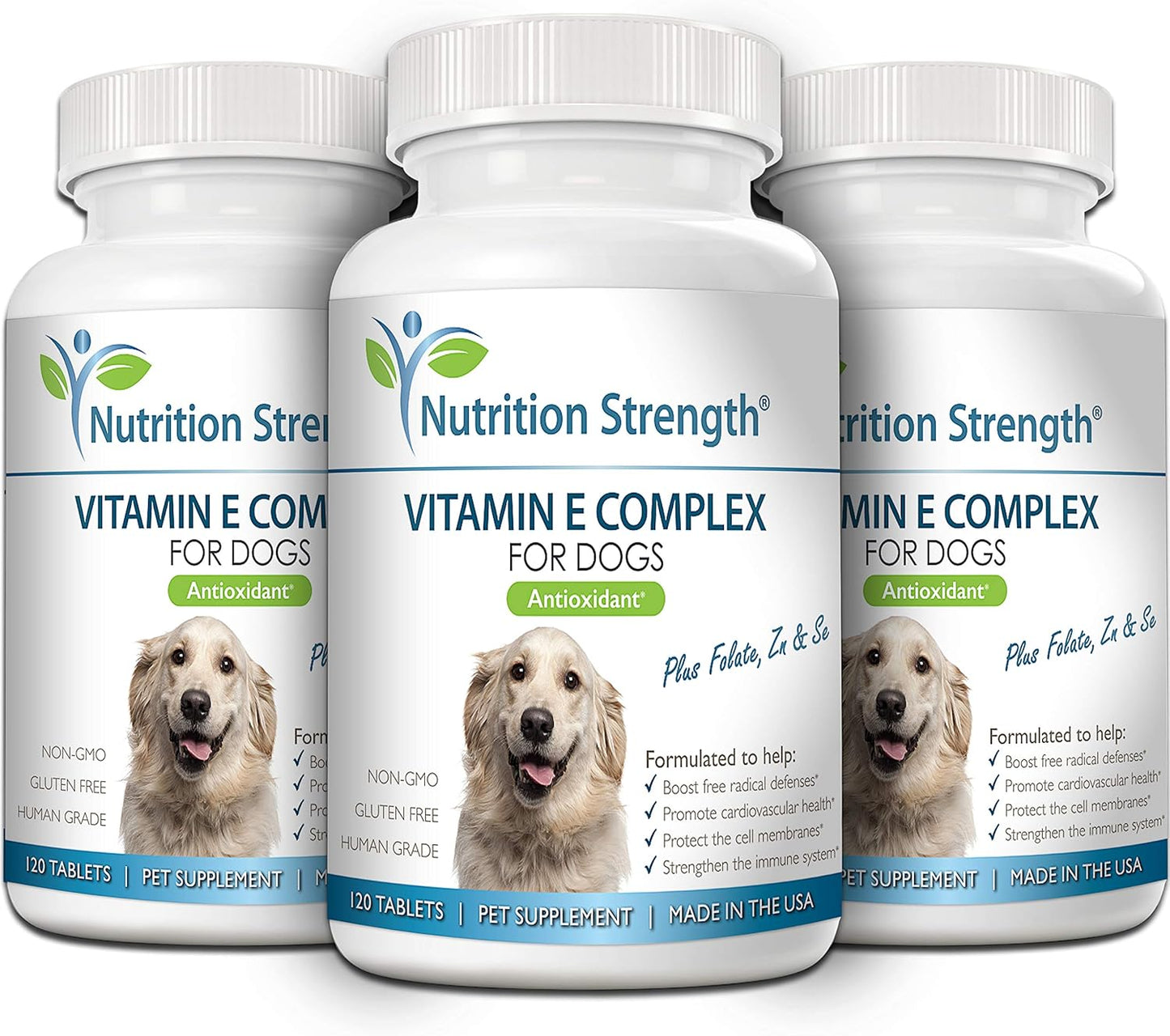 Vitamin E for Dogs, Promote Cardiovascular Health, Support Cell Membranes, Vitamin E Complex to Boost Dog Immune System Plus Zinc, Selenium, Folate, Salmon Oil, 120 Chewable Tablets