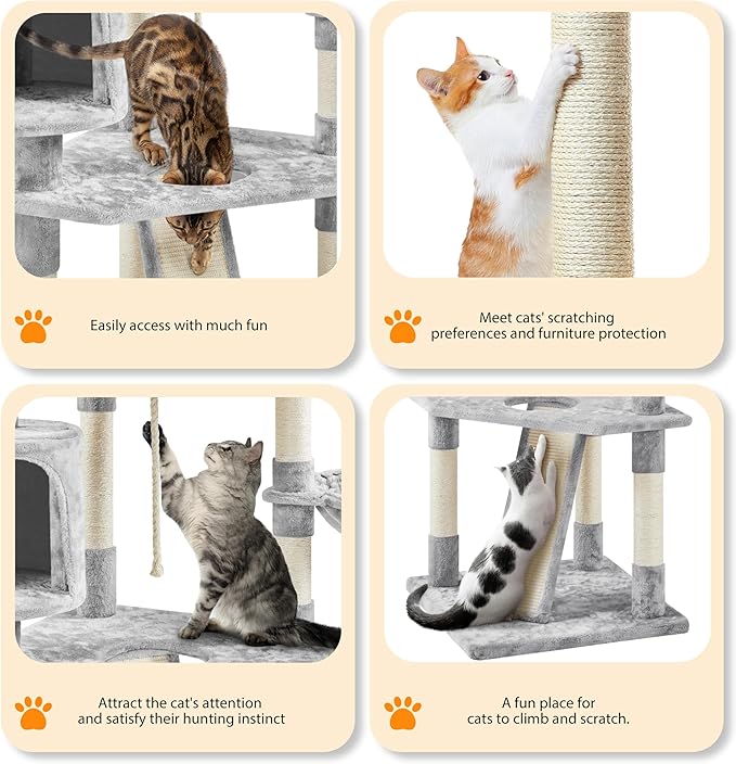 Yaheetech 79 inches Cat Tree Multi-Level Cat Tower with Scratching Post Indoor Cat Condo Pet Stand Play House Furniture Kitten Kitty Activity Center