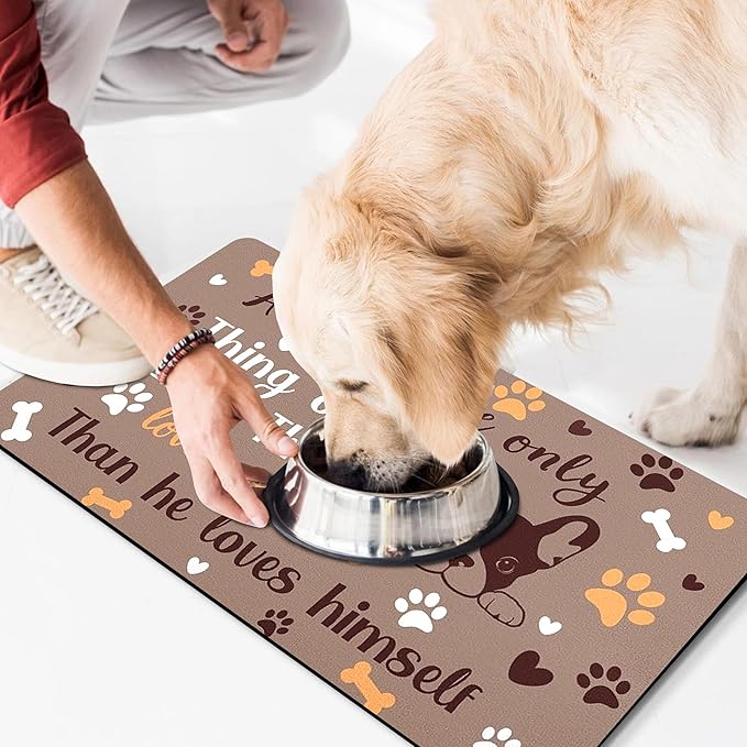 Pet Feeding Mat for Floors Waterproof Dog Mat for Food and Water Absorbent Quick Dry Non Slip mat for Cat Bowls