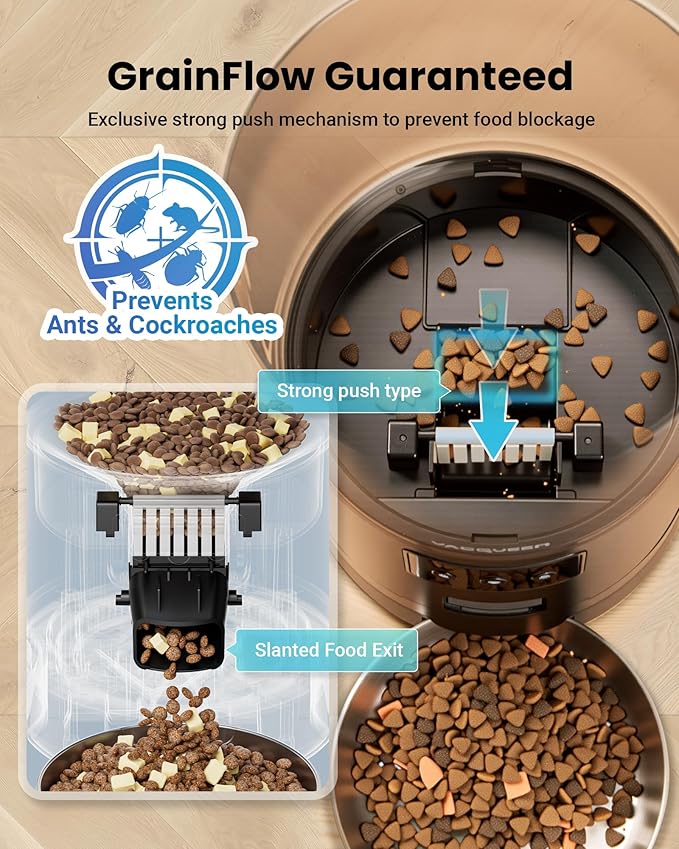 Automatic Cat Feeder for 3 Cats, 6L/25 Cups Smart WiFi Pet Feeder, Strong Anti-Jam System, Dual-Effect Desiccant Cat Food Dispenser, with 10S Voice Recorder for Cats and Small Dog(Black)