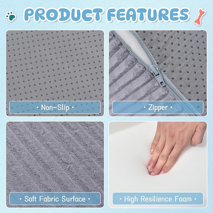 Dog Stairs Steps for High Bed - 4 Steps Pet Steps for Small Dogs and Cats Non-Slip Removable Washable Cover Ramp for Indoor Outdoor Car SUV Couch Sofa(H: 20")