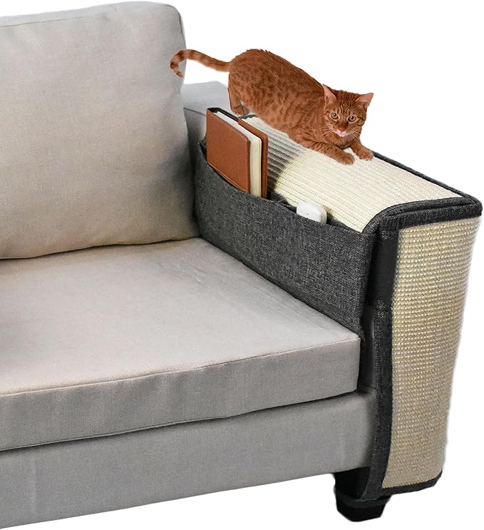 Upgraded Cat Scratch Sisal Sofa Protector,Furniture Couch Protector from Cat Scratching with Natural Sisal Full Cover 27.5''L*19.7''W(Left Hand)