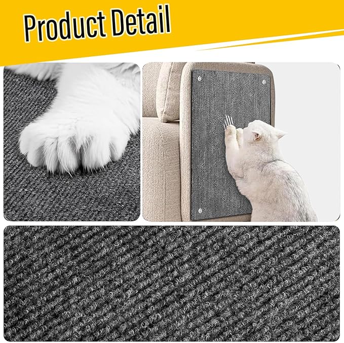 Cat Scratch Couch Furniture Protector, Adhesive Cat Scratch Pad Deterrent for Furniture, DIY Climbing Scratcher for Indoor Cats (Light Grey, 39.3x15.8 in)