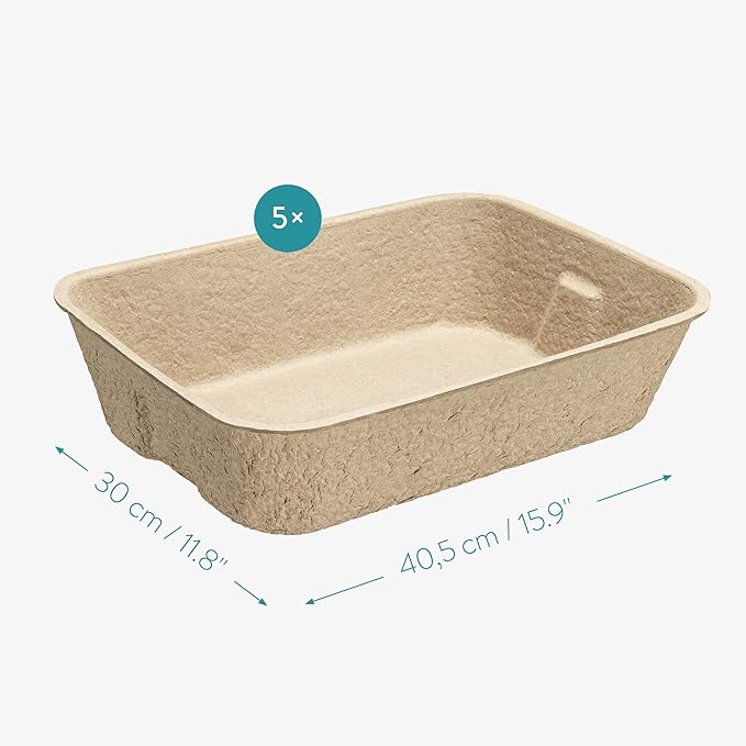 Navaris Disposable Cat Litter Trays (Pack of 5) - Cardboard Liner Tray for Cats Made of 100% Paper - Use Alone or As Box Liners - 15.9" x 11.8"