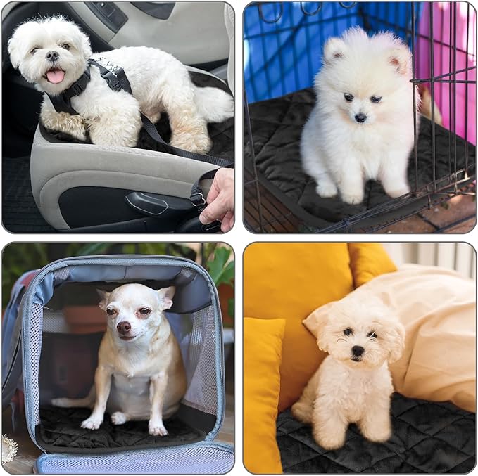 4 Pack Self Heating Cat Pad Self Warming Dog Mat Reflects Body Heat Extra Warm Thermal Pet Pad Washable Dog Cat Bed Crate Bed Mat Blanket(Black,16 x 20 Inch)