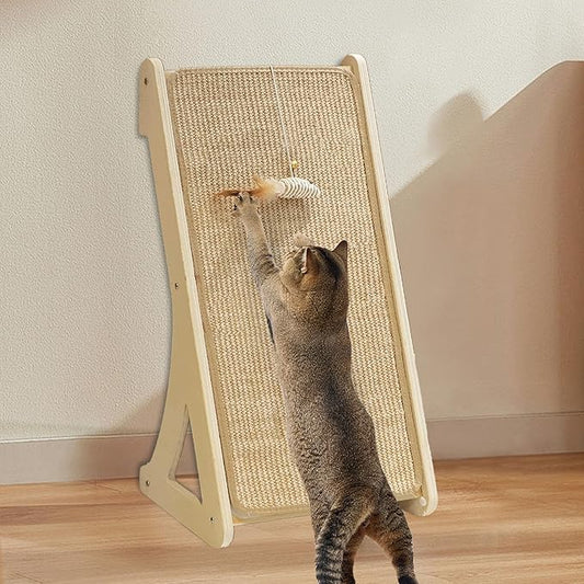 Cat Scratcher, Sisal Cat Scratching Pad, L Shape Cat Scratch Pad for Indoor Cats, 27 Inch Furniture Protector with Mouse Toy