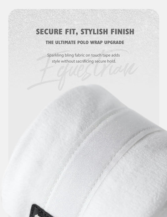 Harrison Howard Horse Polo Wraps Upgrade with Bling Leg Wraps for Horses 4-Pack Fleece Leg Wraps Stable Supplies White L