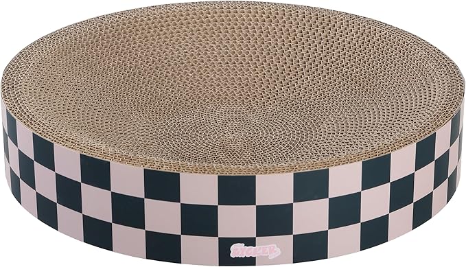 CSR1010C Nelson 20.13" Modern Cardboard Round Bowl Cat Scratcher with Catnip, Peony