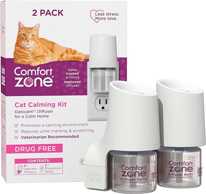 Comfort Zone Savings Kit: 2 Cat Calming Diffusers & 2 Refills; Cat Pheromones Help Anxiety; Reduce Stress, Urine Marking, Scratching