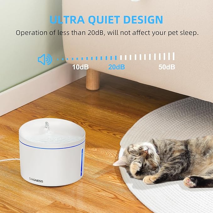 DOGNESS D06 Cat Water Fountain with Filter, Keep Water Fresh Automatic 3.2L Large Capacity Ultra Silent Removable Fresh Cat Water Dispenser for Dogs, Cats, Birds (3.2L White)