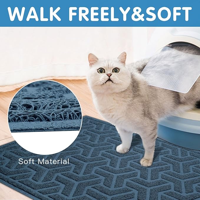 UPSKY Cat Litter Mat, Litter Trapping Mat Soft on Kitty Paws, Large Litter Box Mat 35" x 24" Scatter Control for Indoor Cats Waterproof and Extra Large Pretty Litters Carpet