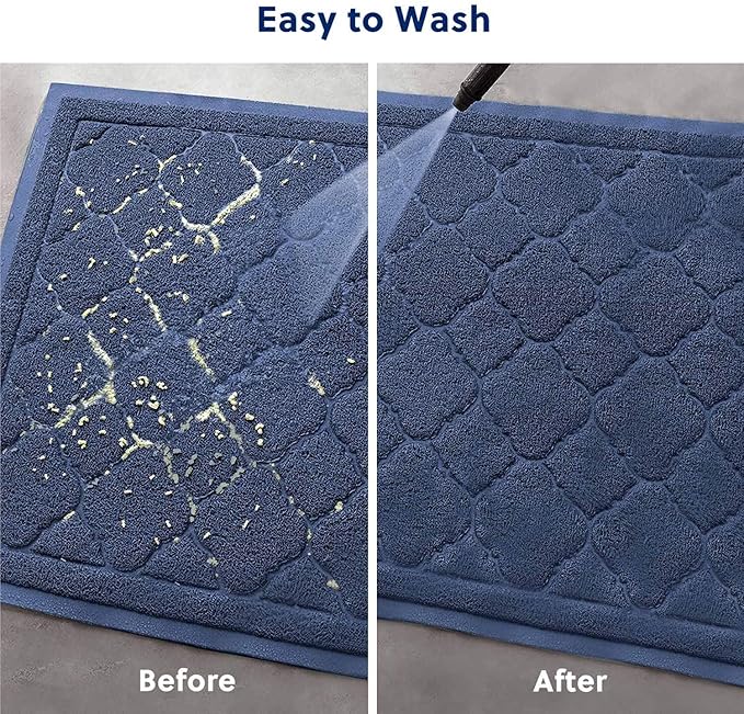 WePet Cat Litter Box Mat, Kitty Premium PVC Pad, Durable Trapping Rug, Phthalate Free, Urine-Resistant, Scatter Control, L 35 x 23 Inch, Blue