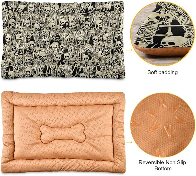 Fun Skull Pet Bed Cute Dog Bed Mat Absorbing Non Slip Pad Pet Sleeping Mat for Small, Medium, and Large Dogs Puppy Cat 24 in x 18 in