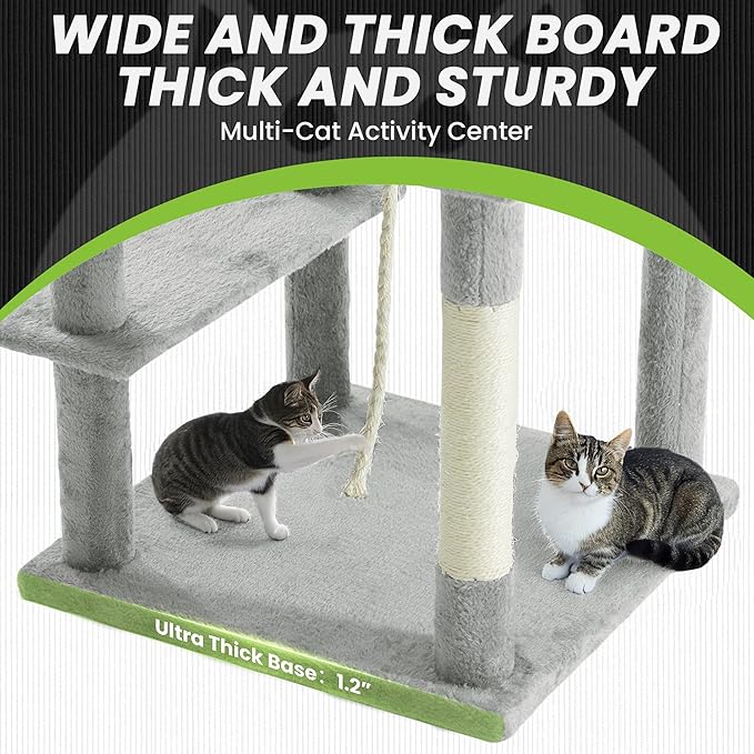 59 Inch Cat Tree Tower, Multi-Level Large Cat Tree for Indoor with Super Large Bed, Hammocks, Scratching Posts, Dangling Ball, Cat Furniture, Activity Center