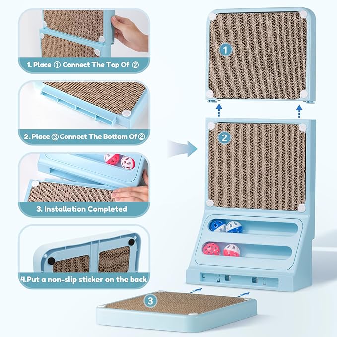 Cat Scratching Board Kitten Scratching Ball Wall Scratchers for Indoor Cats L Shaped Cat Scratcher Cats with Scratcher Pads Blue