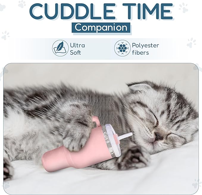 Kitty Cup Tumbler Cat Toy – Funny Cat Birthday Gifts with Catnip & Crinkle Paper, Cute Girl Kitten Toys (Pink Peach Dust)